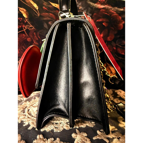 Betsey Johnson Cherry Crossbody Bag Black Red Heart Charm NWT - Picture 4 of 9